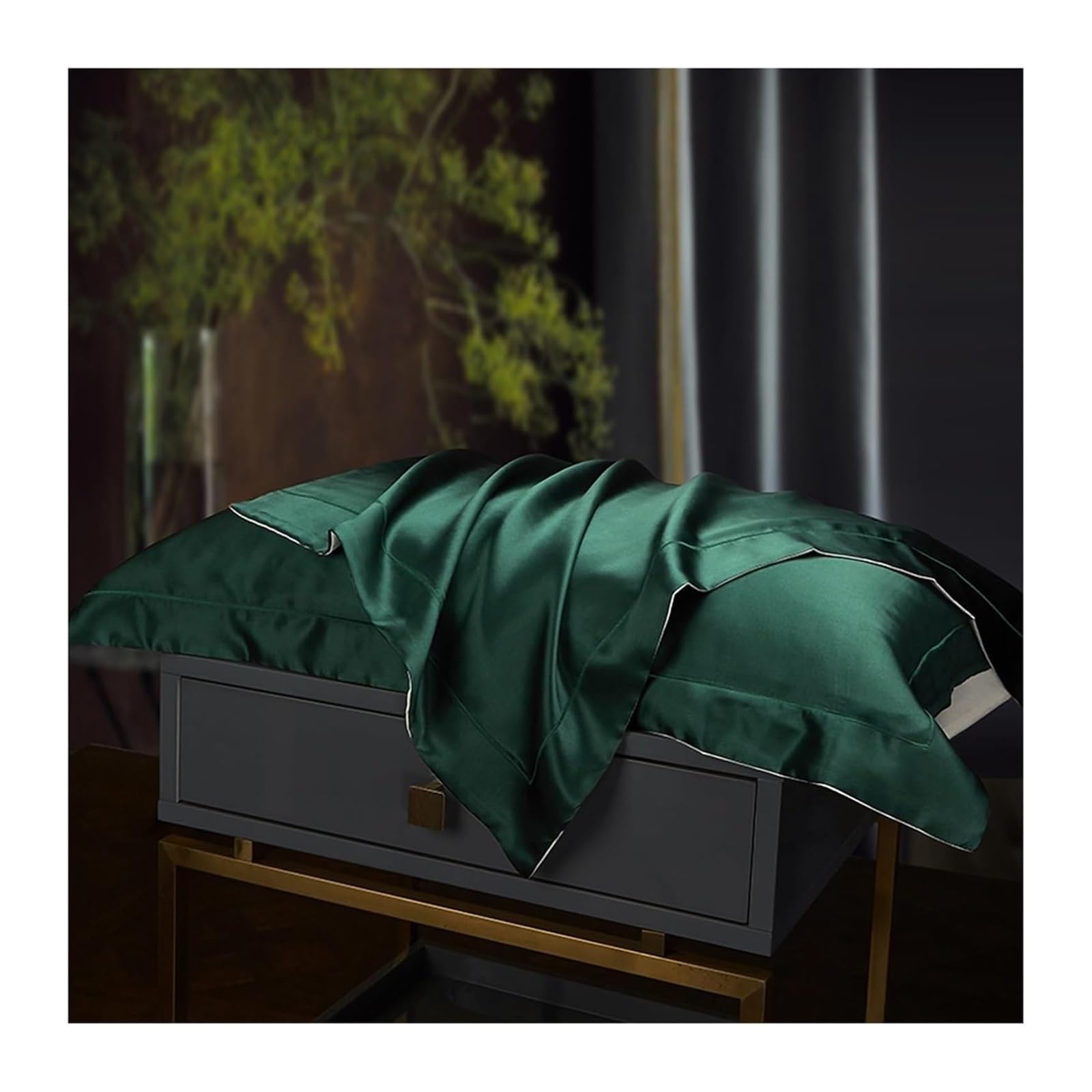 Silk Pillowcases, Pure Silk Pillowcase Real For Sleeping Hair And Skin Health Multicolor 480x740mm(Basil)