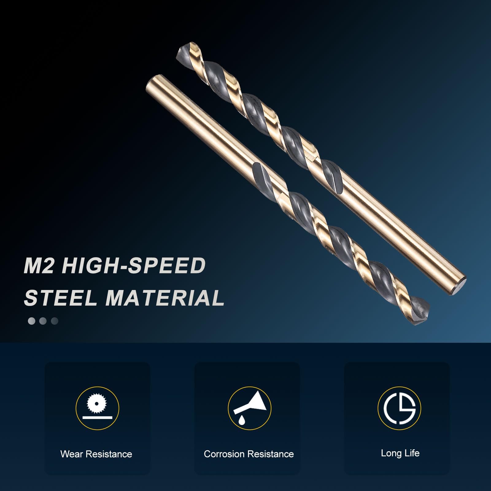 PATIKIL 5mm Drill Bit 1/4", Jobber Straight Shank M2 High-Speed Steel 135° for Stainless Steel Hard Metal - 24 Pack - Image 3