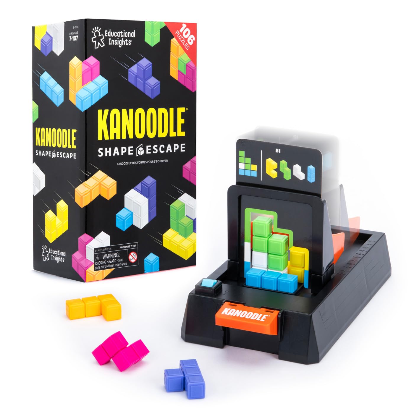 Learning Resources Kanoodle Shape Escape - Travel Games for Kids Ages 7+, 3D Brain Teaser Puzzle, Tower Building & Shape Stacking, Timed Logic Challenge, 100+ Puzzles