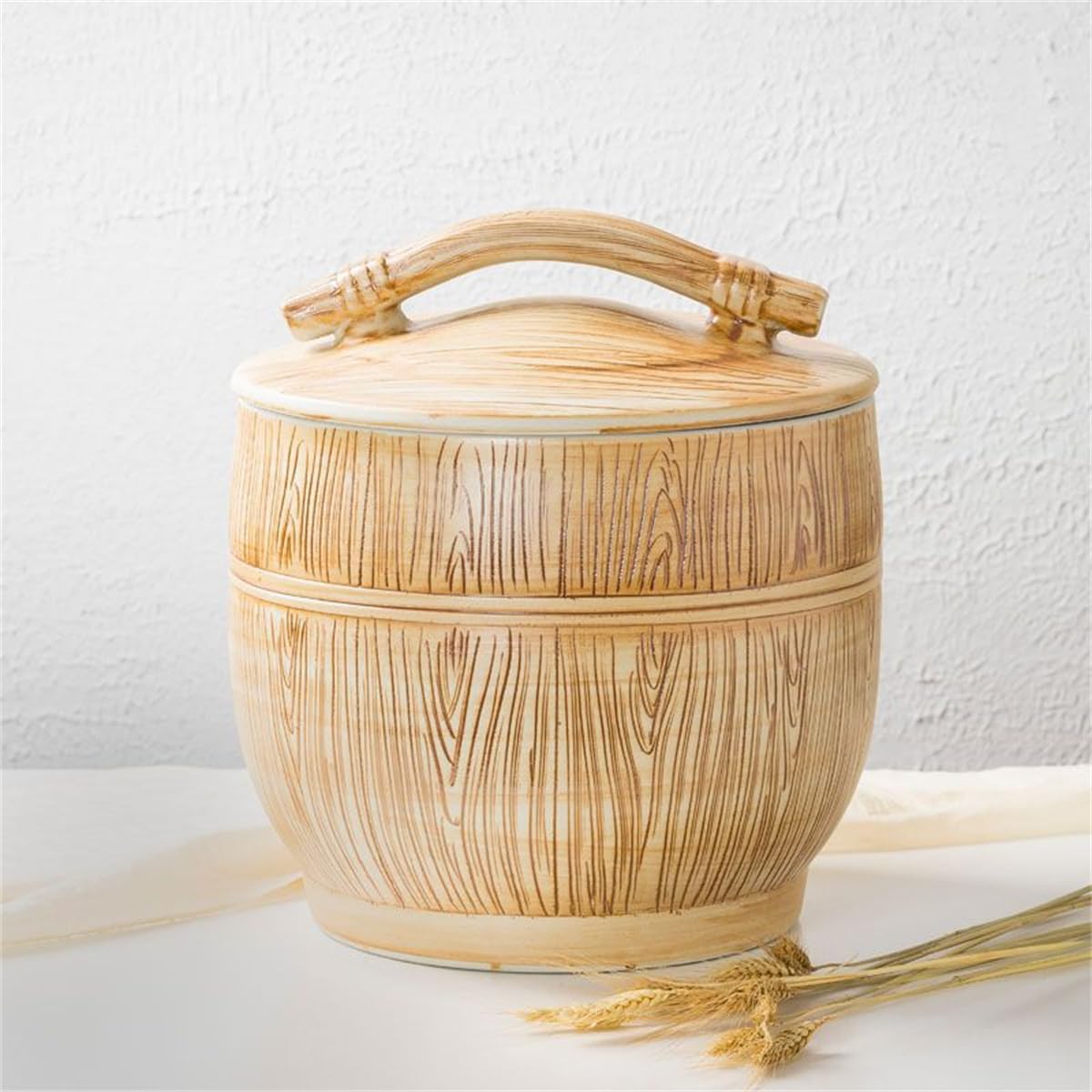 Hermetyczny ceramiczny słoik do przechowywania ryżu z pokrywką, pojemnik do przechowywania żywności, na ryż, ziarna, płatki owsiane, materiały lecznicze, organizer kuchenny, 26 x 26 cm