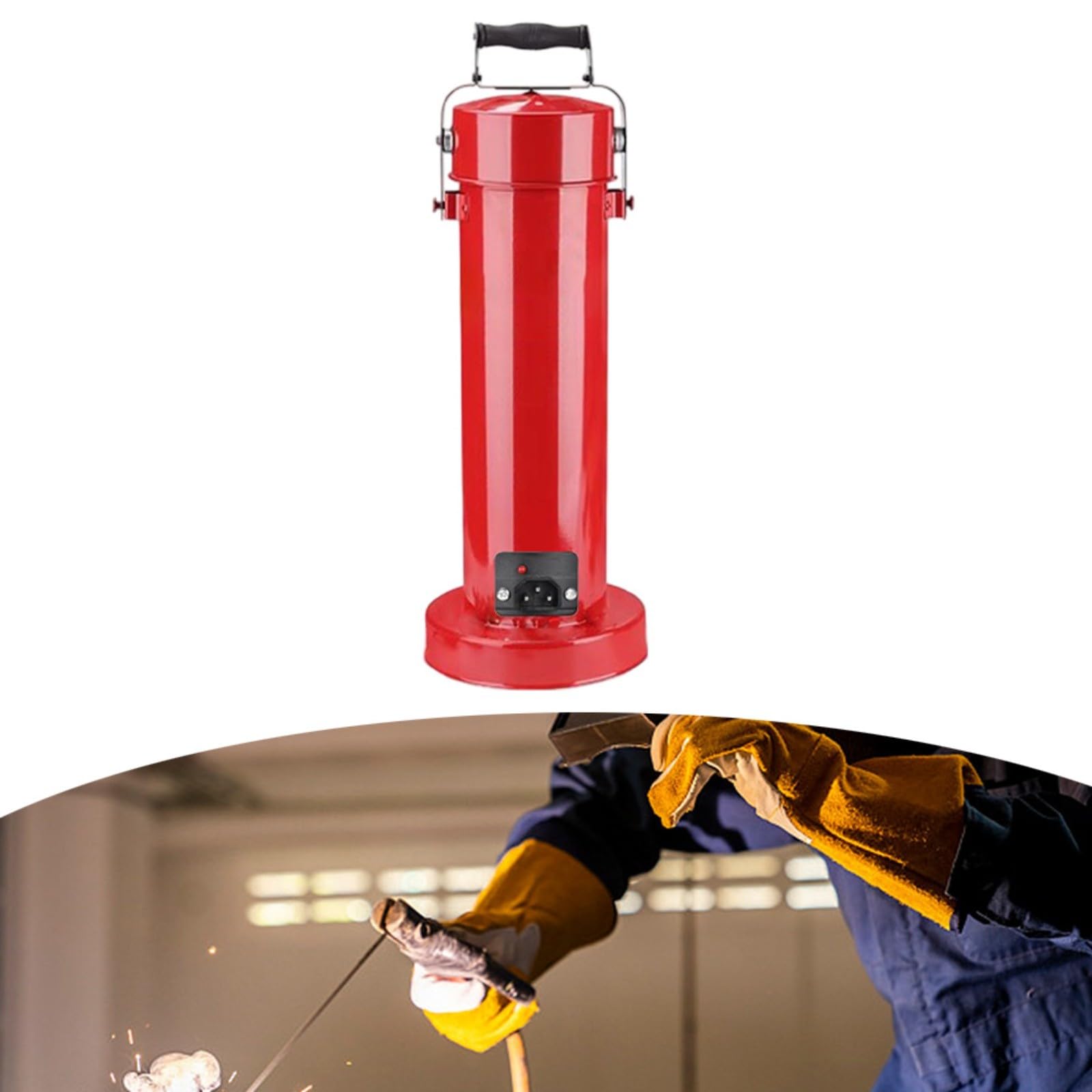 Electrodos de soldadura de aluminio, depósito de 5 kg con función de calefacción, 180 °C, para barras de 400 mm, tubo de transporte impermeable con asa y correa para soldadura MMA, taller para obras