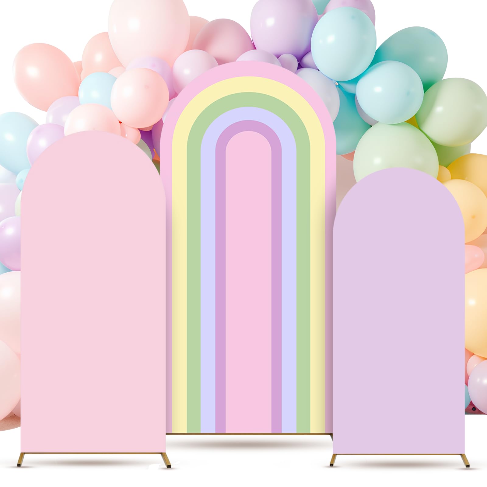Photo 1 of **View Clerk Notes**Yuminefeety 1 Pcs Arch Backdrop Stand Covers - Pink, Purple, Rainbow
