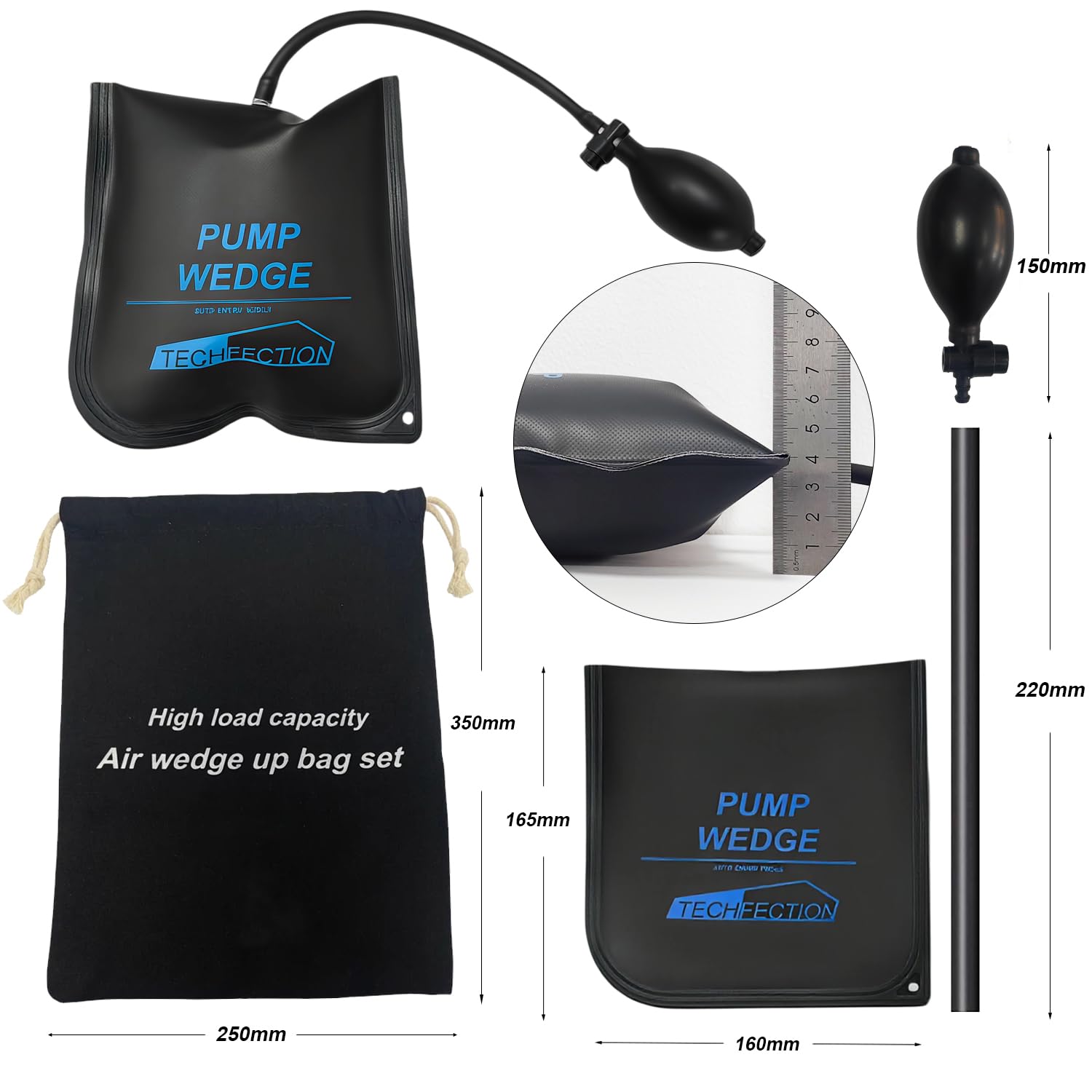 6PCS Montagekissen Set Luftkissenheber Hebekissen Air Pump Wedge Luftkeil Aufpumpen Air Pump Wedge Pumpkissen Montagehilfe Spreizkissen Für Fenstern Türen Montage und Haushaltgeräte Nivellierungshlife