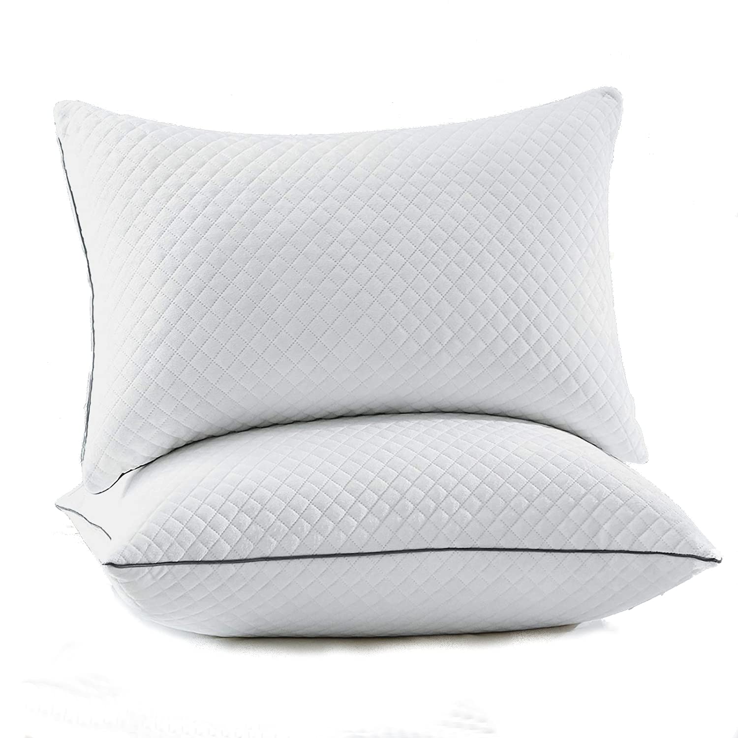 Slumber & Bun Hotel Quality Pillows 2 Pack - Medium/Firm - Hypoallergenic & Dust-Mite Resistant - Down-Alternative Microfibre Filling - Luxury Soft Bamboo Cover - 2 pack 45x70cm