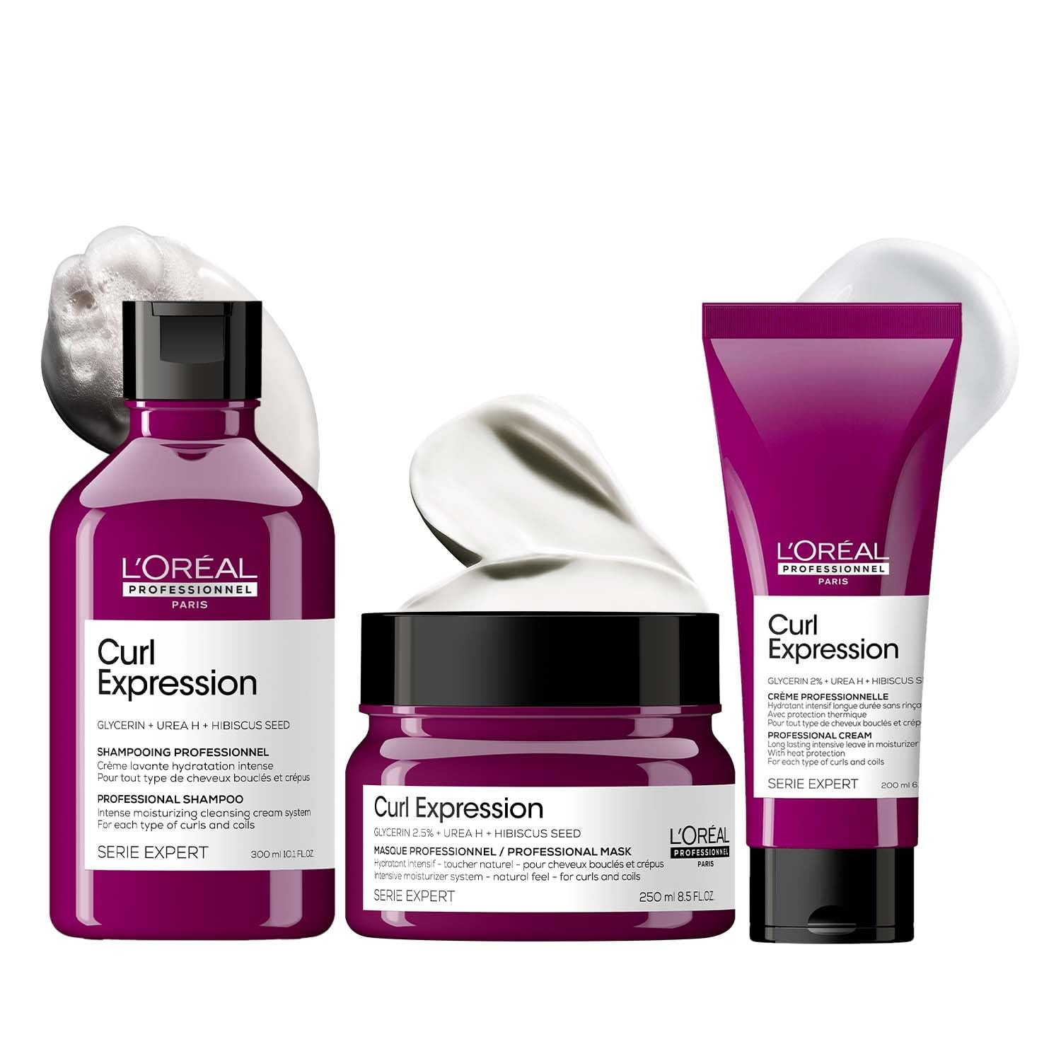 L'Oreal Professionnel Curl Expression Shampoo, Hair Mask & Curl Cream | Curly Hair Kit | Intensely moisturizes the dehydrated curls for silky-smooth Hair | With Glycerin, Urea H & Hibiscus seed-image-9