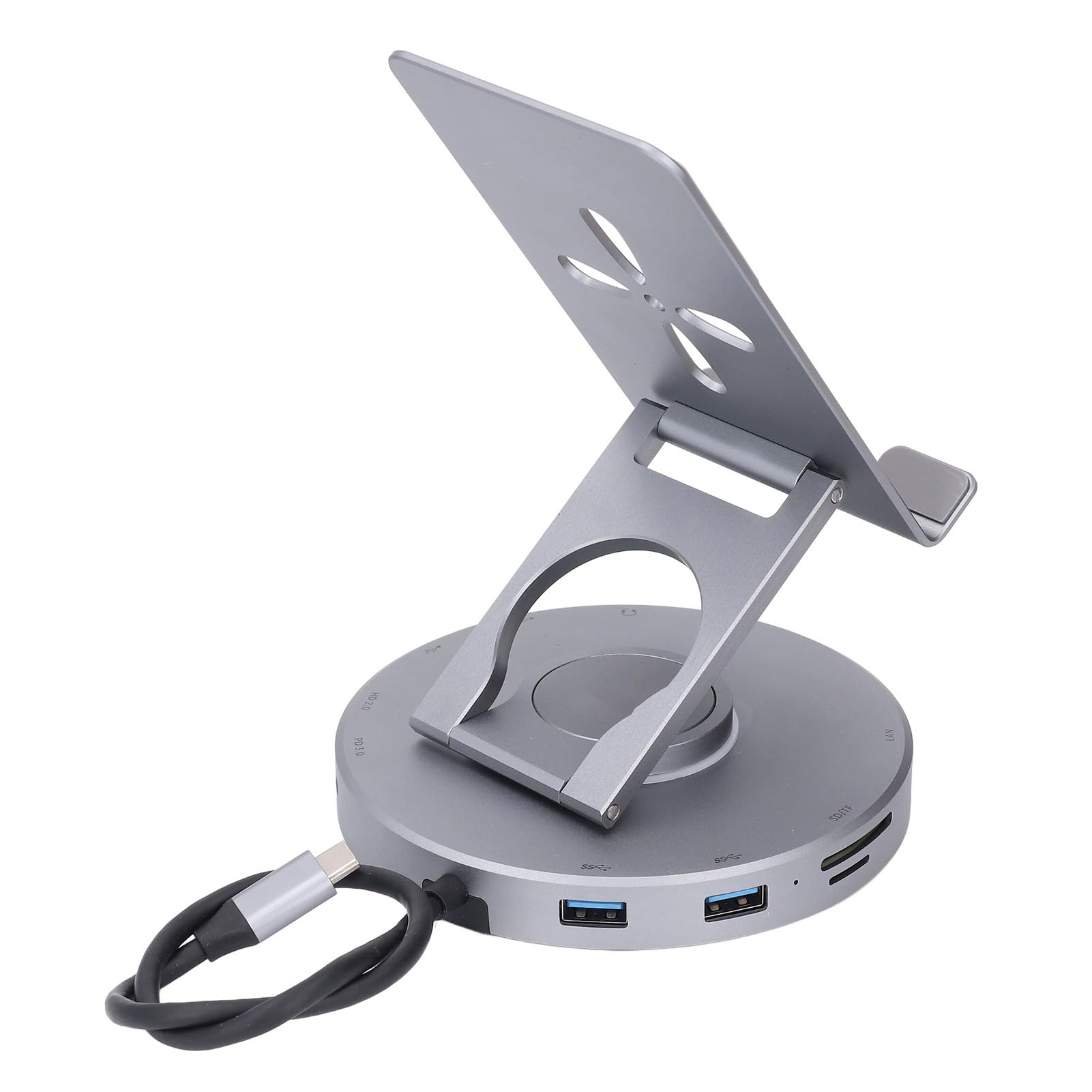 Demeras 10 en 1 Estación de Acoplamiento del Eje USB con Soporte para Tableta Portátil y Consolas de Juegos Aleación de Aluminio