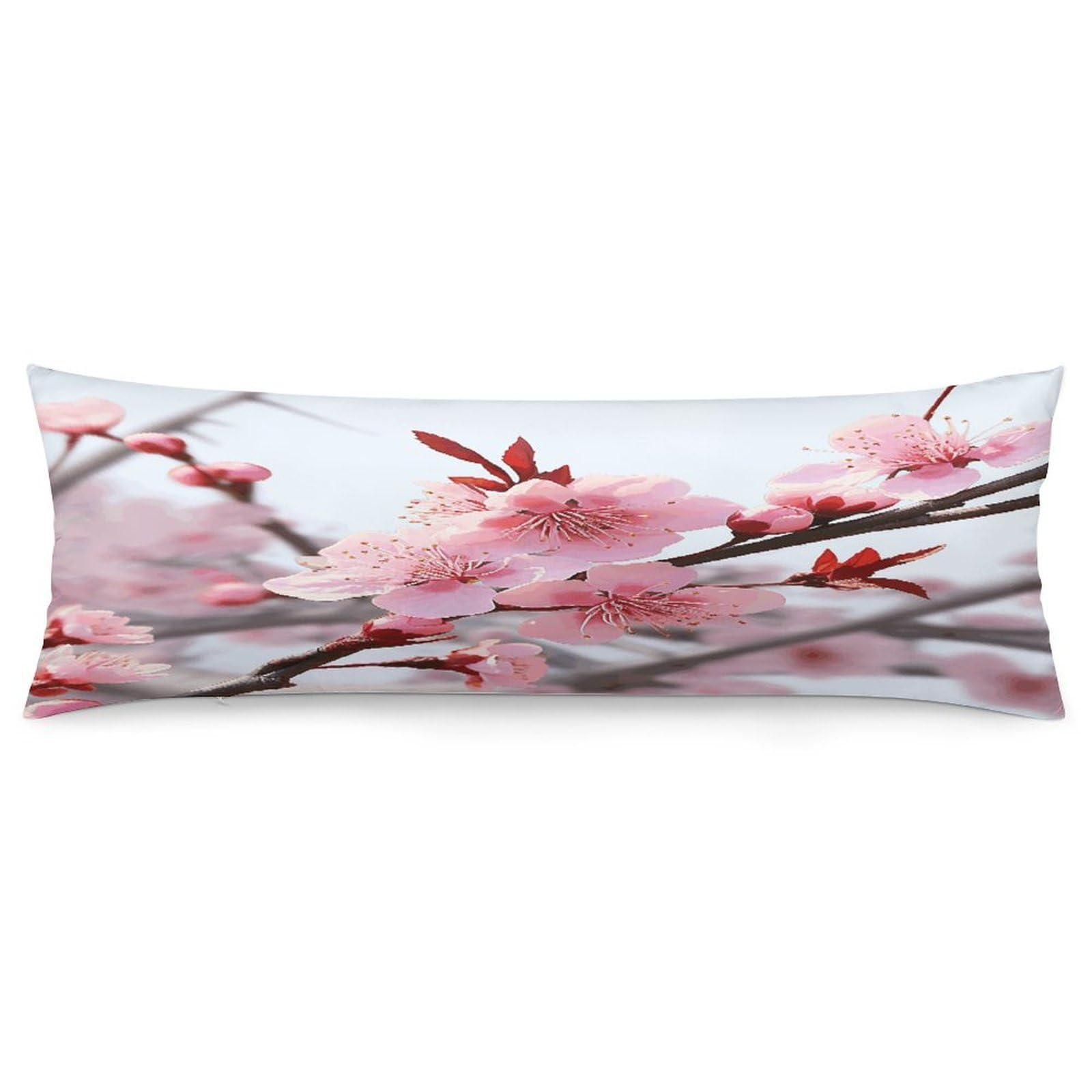 Plum Blossom Body Pillow Cover Soft Breathable Long Pillows Cases with Hidden Zipper Cozy Pillow Case Personality Luxury Pillow Protector 18.9x53 in