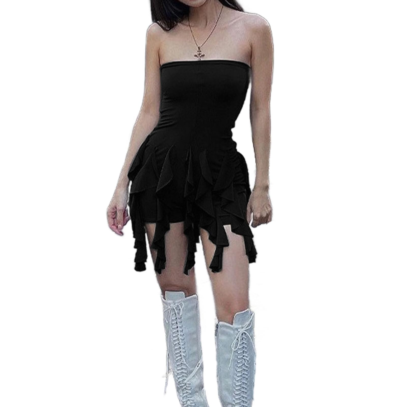 Robe De Soirée ZKZFCAI - Dos Nu, Mini Robe Sexy Avec Ourlet Irrégulier - Pour Soirée, Club