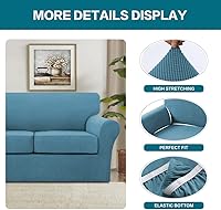 Vista 117 de Turquoize 2 fundas para silla, fundas para silla de sala de estar, sofá, funda de sofá con fundas de cojín individuales, fundas de muebles para Azul