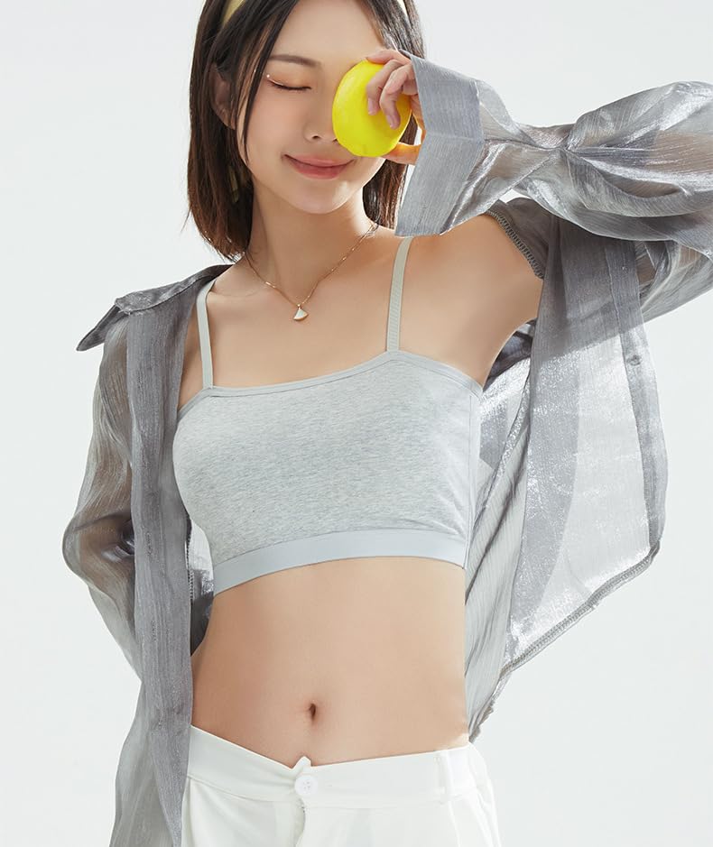 Girls Training Bras, Seamless Bandeau Bra with Shoulder-Strap,Wireless Cami 12-18 Years2