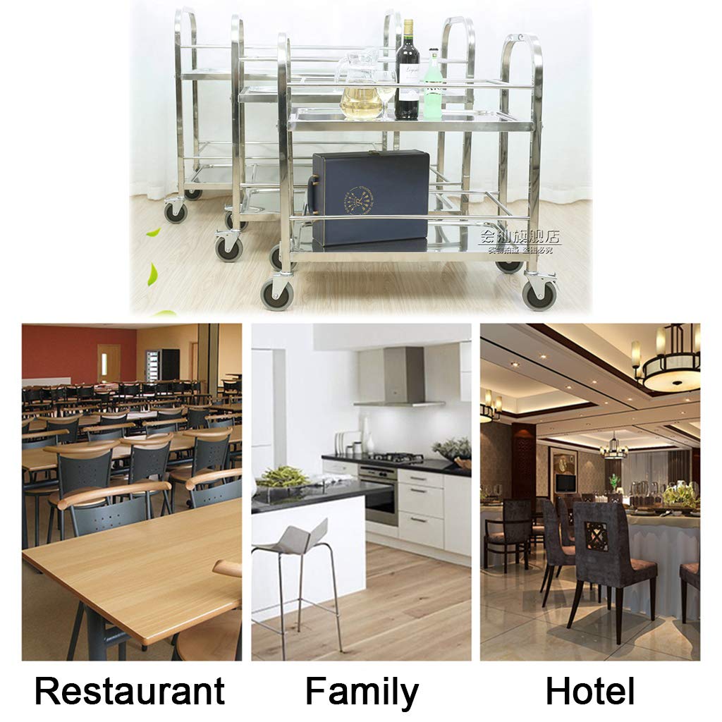 Carrello da Ristorazione, Carrello da Cucina con Ruote, Grande Carrello Portavivande Carrello per Catering in Acciaio Inox con Ruote Bloccabili per Cucine, Hotel, Ristoranti e Case di Cura