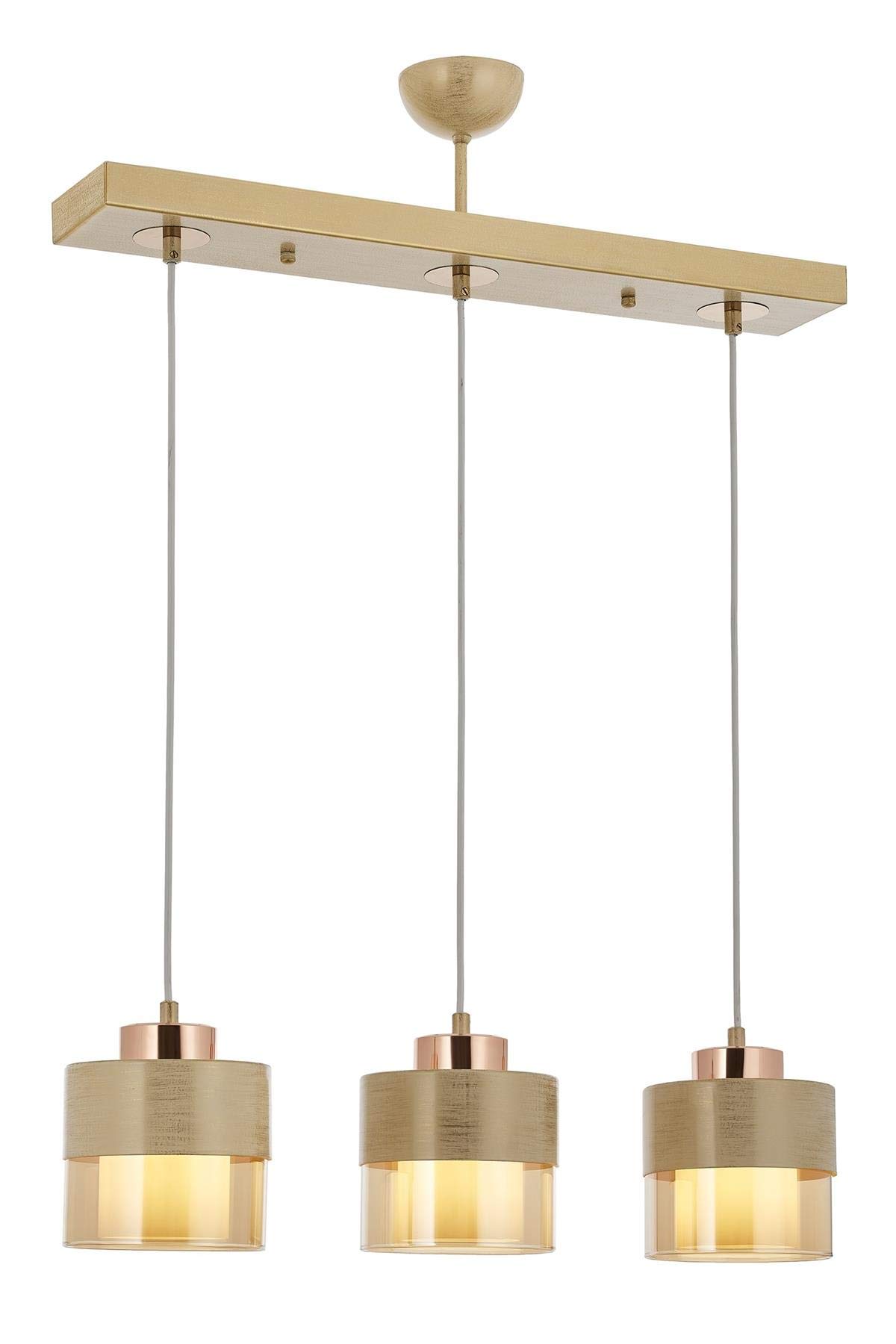 Avonni AV-60193-3Y-KRM Krem Boyalı Modern Avize E27 Metal Cam 70x15cm