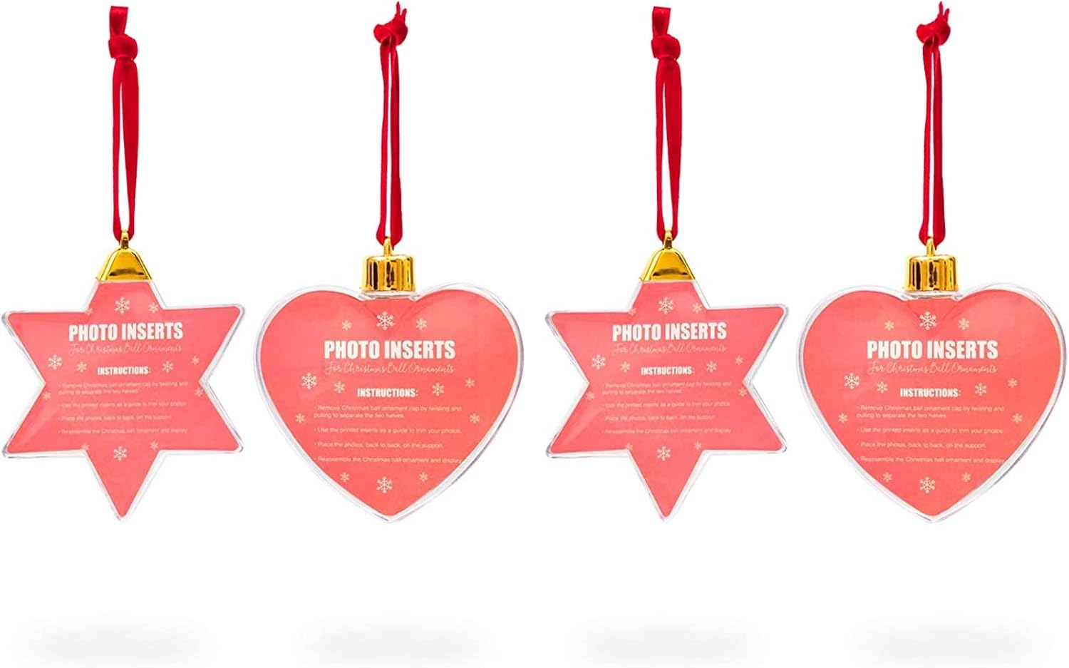 Clear Christmas Picture Frames, Heart and Star Ornaments (2