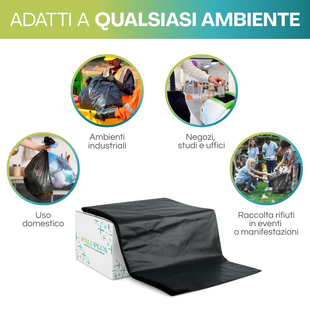 Virsus Sacchi Neri per Spazzatura Ultra Resistenti 55x65 Alto Spessore 18kg -Sciolti- Sacchi Resistenti - M