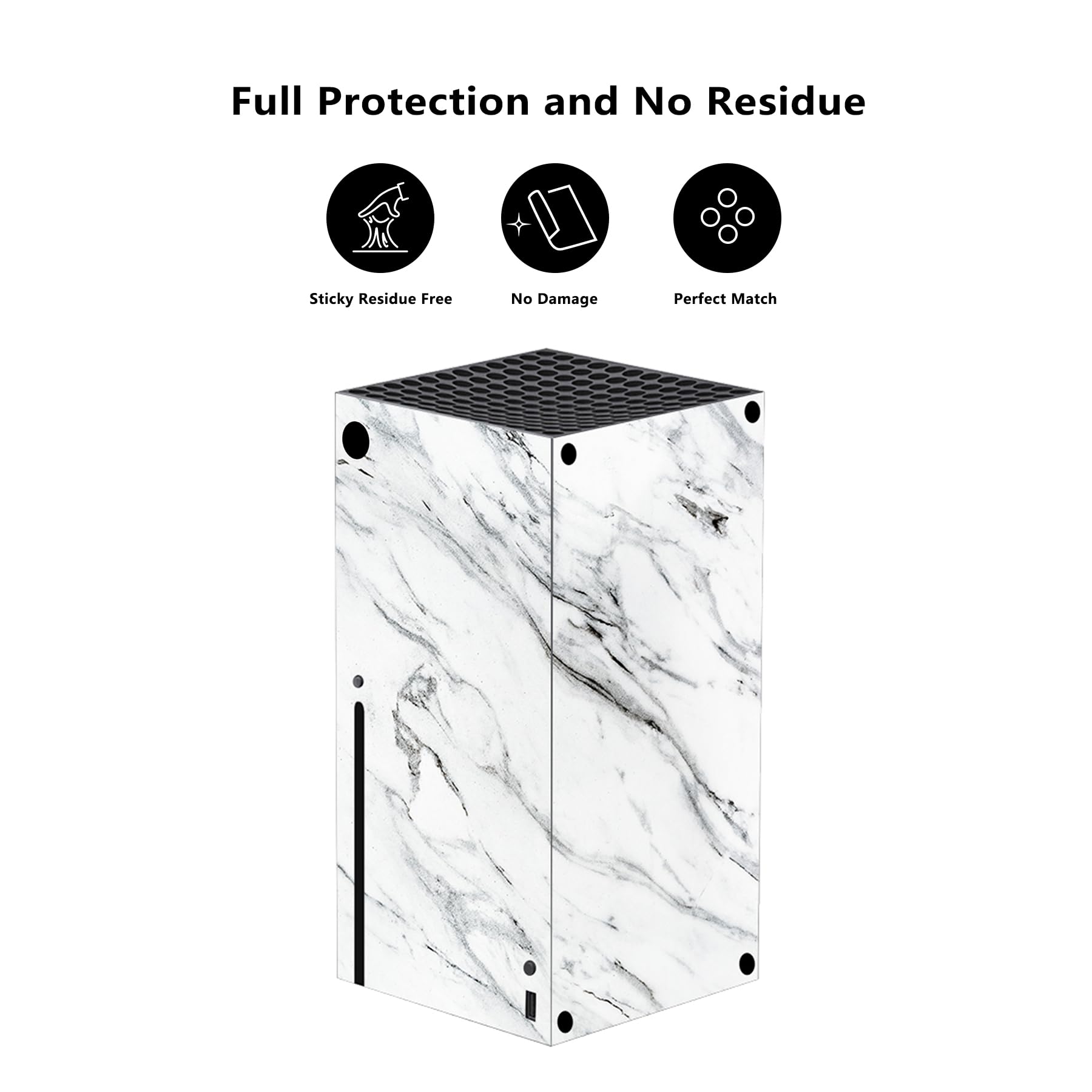PlayVital Adesivo Skin per Xbox Series X Console&Controller Sticker Decal Cover Vinile per Xbox Series X-Marmo Bianco Moderno - 3