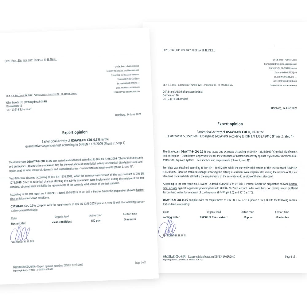 CDL 0,3% di biossido di cloro concentrato da 5 litri – confezione CDS – test di efficacia secondo EN1276 & EN13623 – Made in Germany