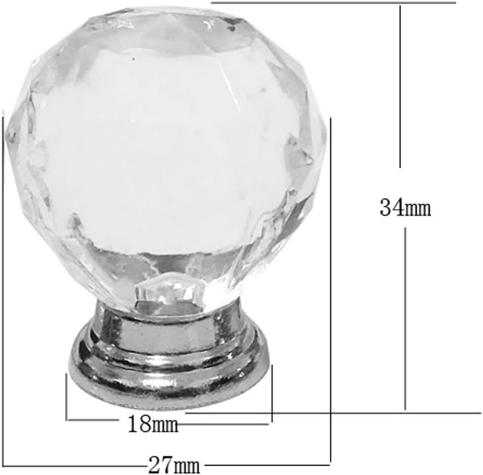 Pack of 10 Acrylic Imitation Diamond Knobs, Handles Pulls for Cabinets, Cupboard Dresser, Drawers, Kitchen Furniture or Kids Room(Crystal)