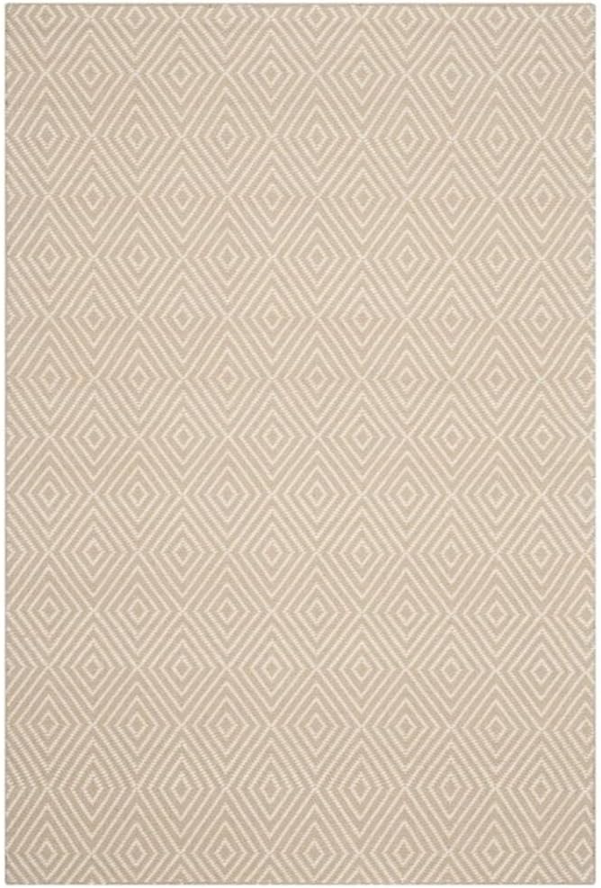 Beige and Ivory Rectangular Wool and Viscose Area Rug, 5' x 8'