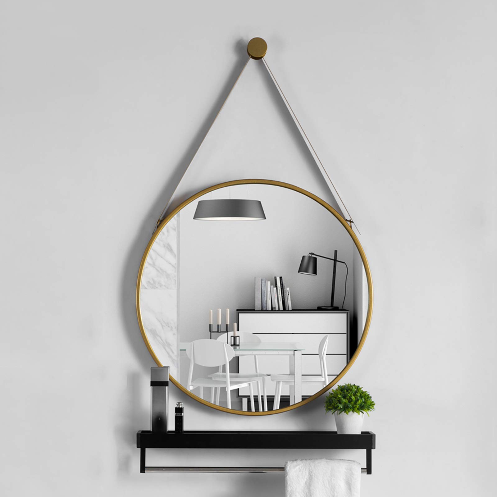 Specchio da Parete Rotondo Specchio con Cornice Nera, Specchio da Appendere, Specchio da Parete Specchio da Corridoio Specchio da Bagno Specchio da Soggiorno Specchio da Camino, per Bagno Ca