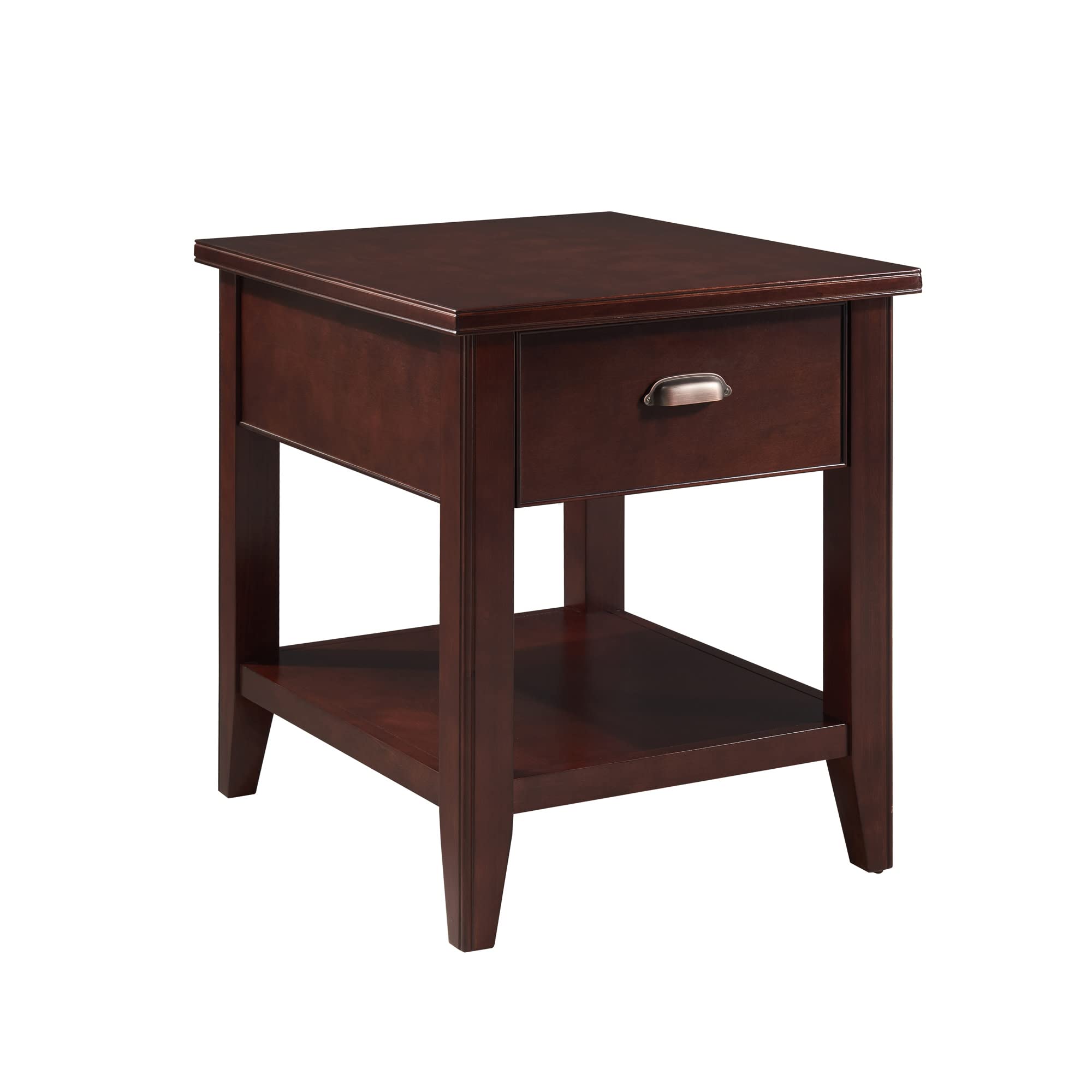 Leick Home Laurent Solid Wood Side Table with Hidden Compartment, Chocolate Cherry Brown, Perfect for Living Rooms, Bedrooms, and Offices, 10507-SC