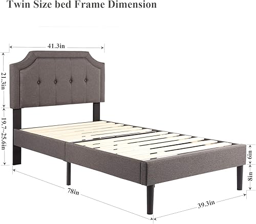 Miniatura 2 de VECELO - Cabecero de cama tapizada con panel cosido de diamante, marco de metal
