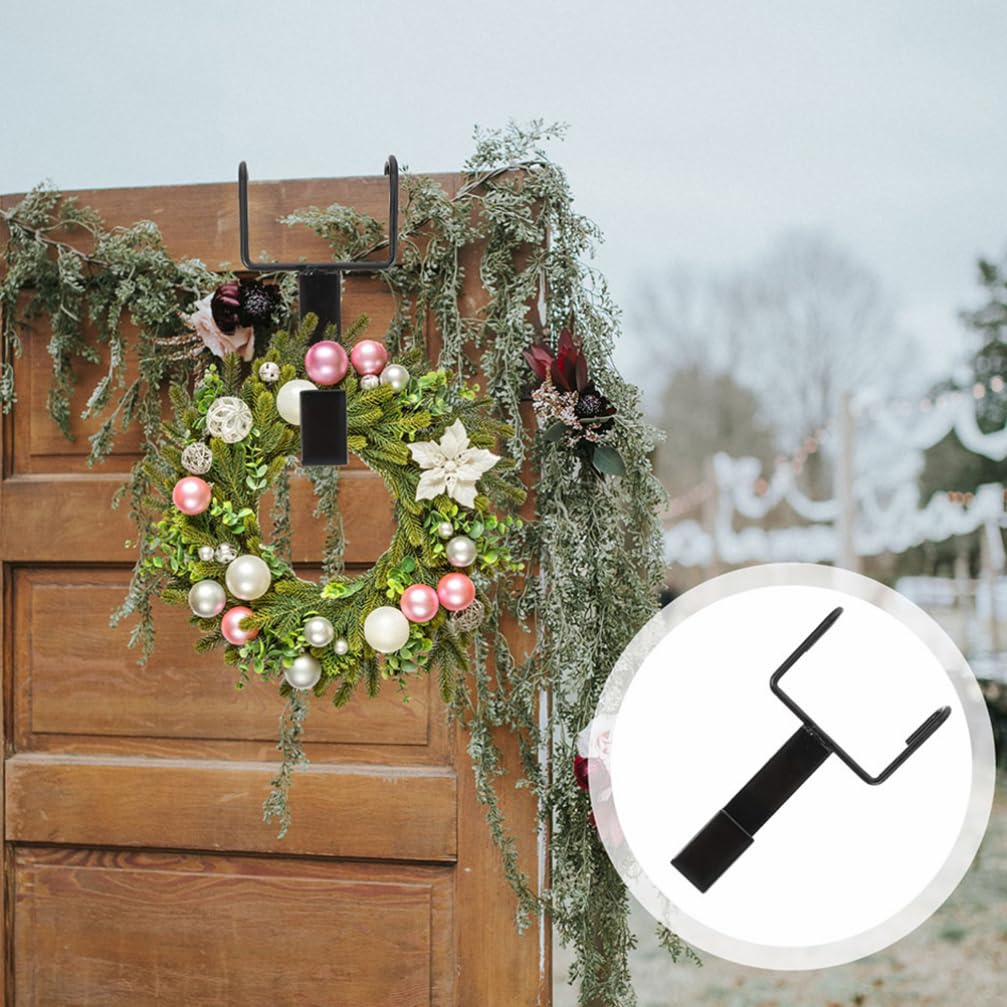 BESPORTBLE 4pcs Over The Door Wreath Hanger for Front Door Black Wrought Iron Hook for Garland Decorative Door Hanger Hook for Xmas and Halloween Wreaths