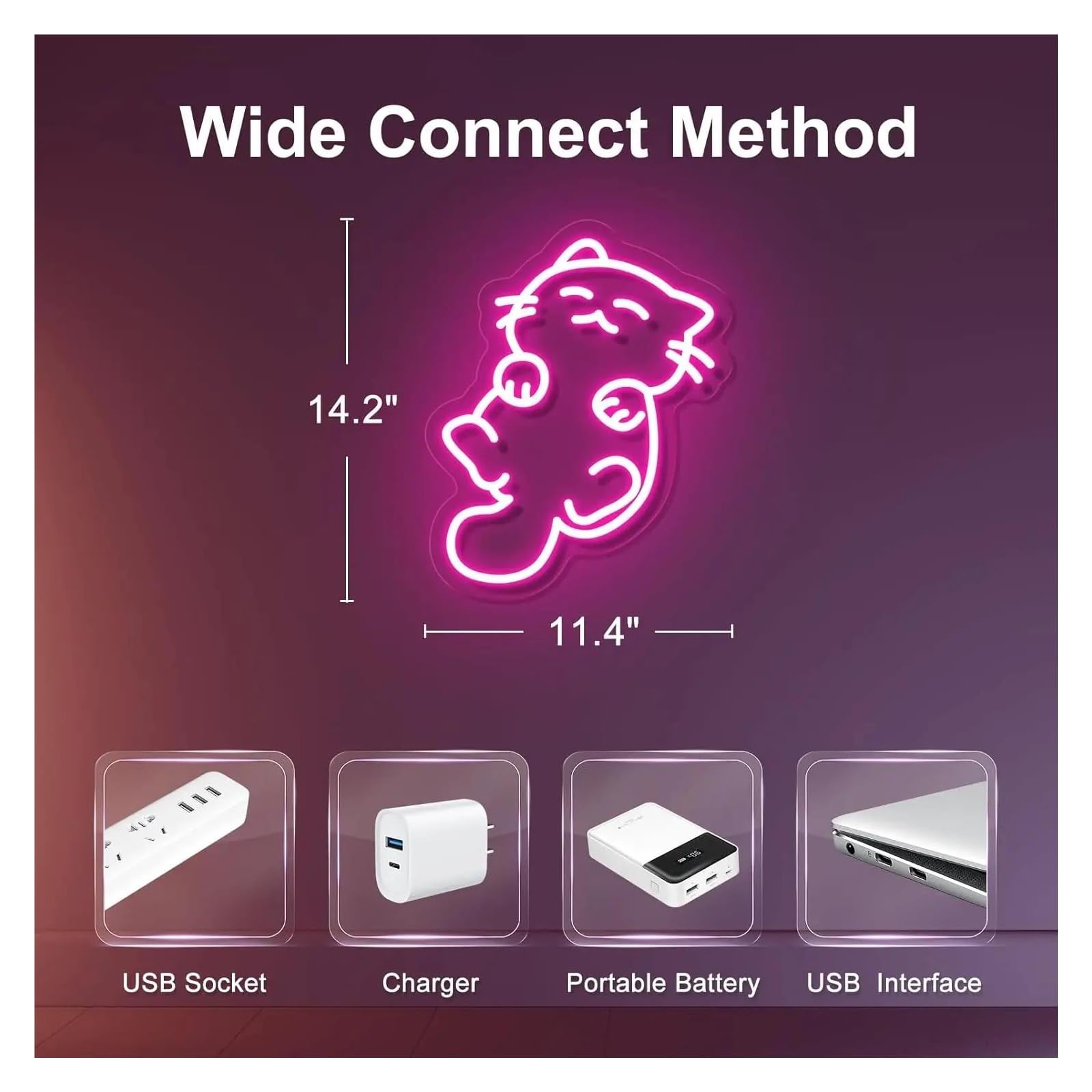 Luz de Diseño de Digital Letrero De Neón De Gato De Anime, Luces De Neón Regulables Alimentadas Por USB Para Bar De Club, Decoración De Pared De Sala De Juegos 28.7cm×36cm