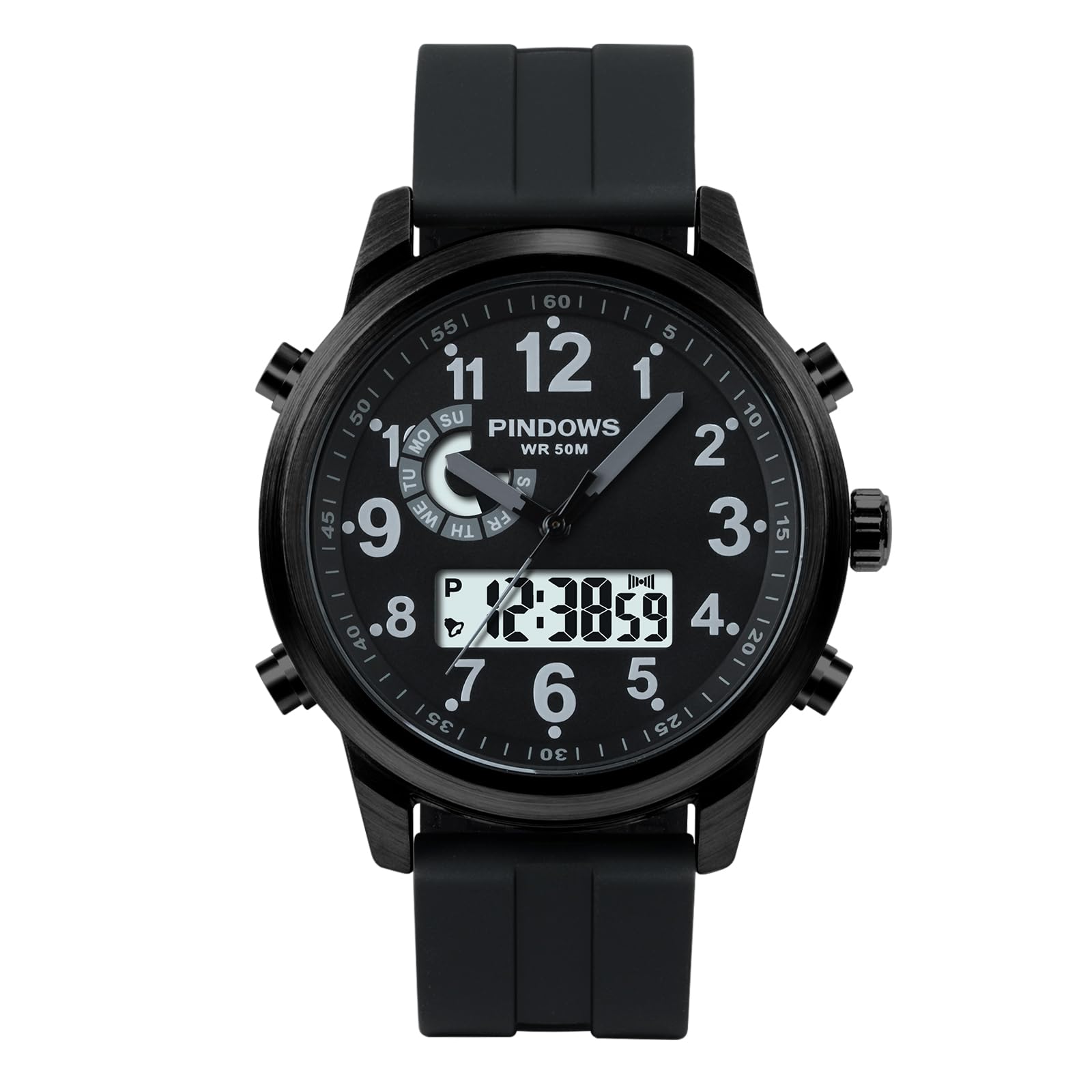 PINDOWS Montre pour Homme, Montre Diamant de Luxe, Montre analogique à Quartz étanche, Date Lumineuse, Bracelet en Acier Inoxydable Bicolore, Style Classique, décontracté et Professionnel