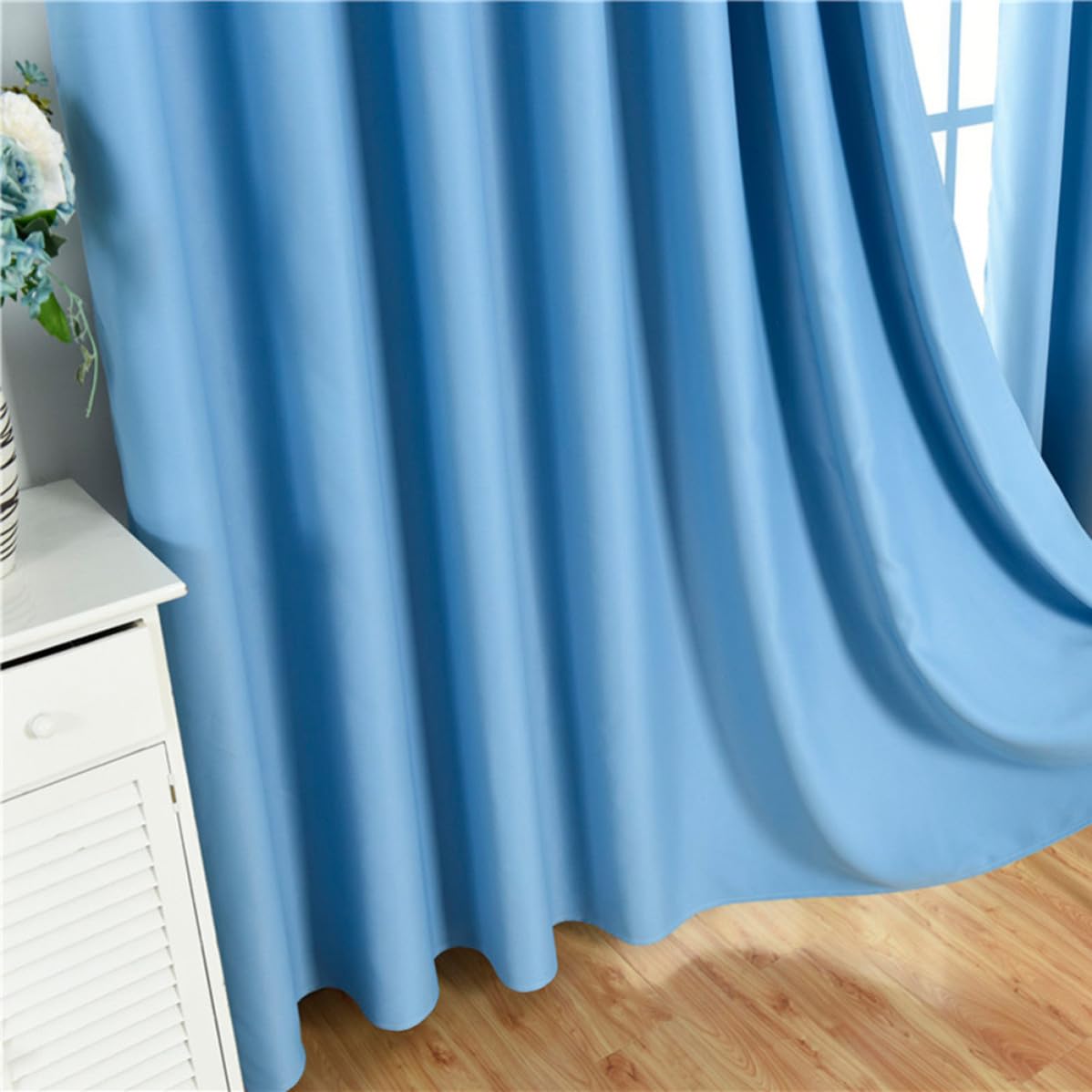 SHINEOFI 2 Stück Verdunkelungsvorhang Blau Dekorativer Vorhang aus Polyester Pack Lichtundurchlässig für Schlafzimmer und Zuhause