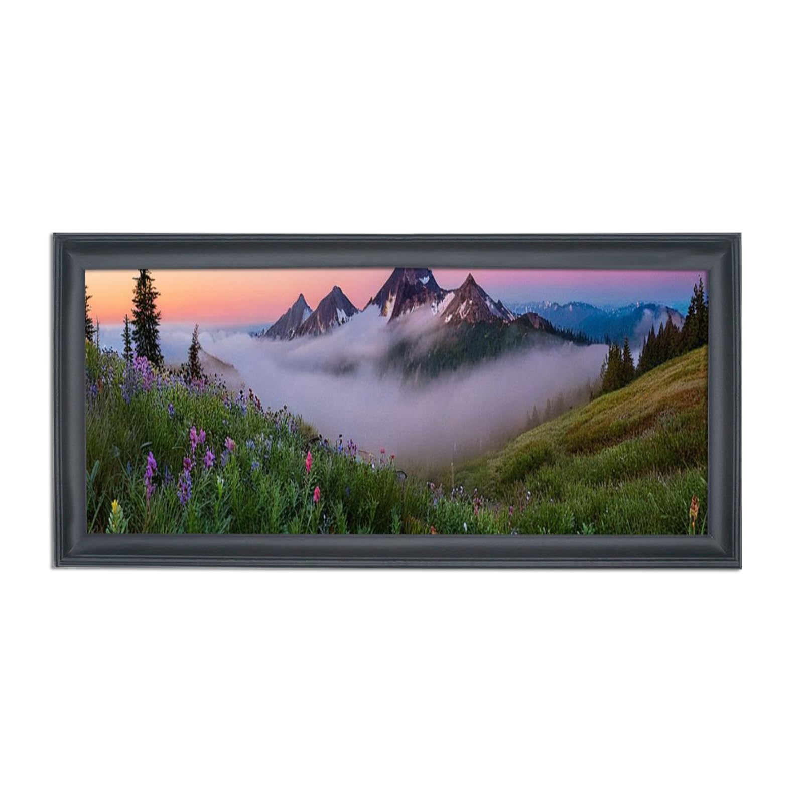 Photo 1 of 15x27 inch Picture Frame Solid Wood Black Panoramic Photo Frame,Suitable for Poster/Painting/Group Photo/Puzzle (A23B1527) ?