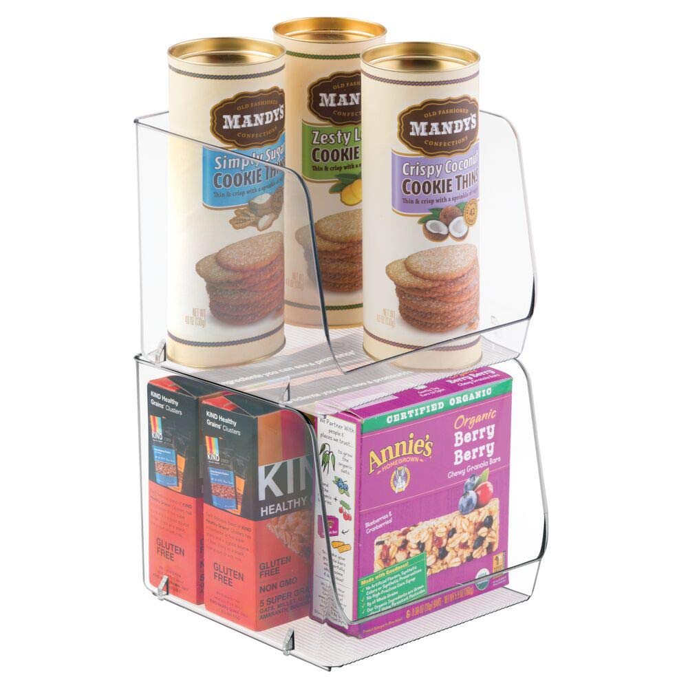 mDesign Modern Stackable Plastic Open Front Dip Storage Organizer Bin Basket for Kitchen Organization - Ligne Collection - 2 Pack - Clear