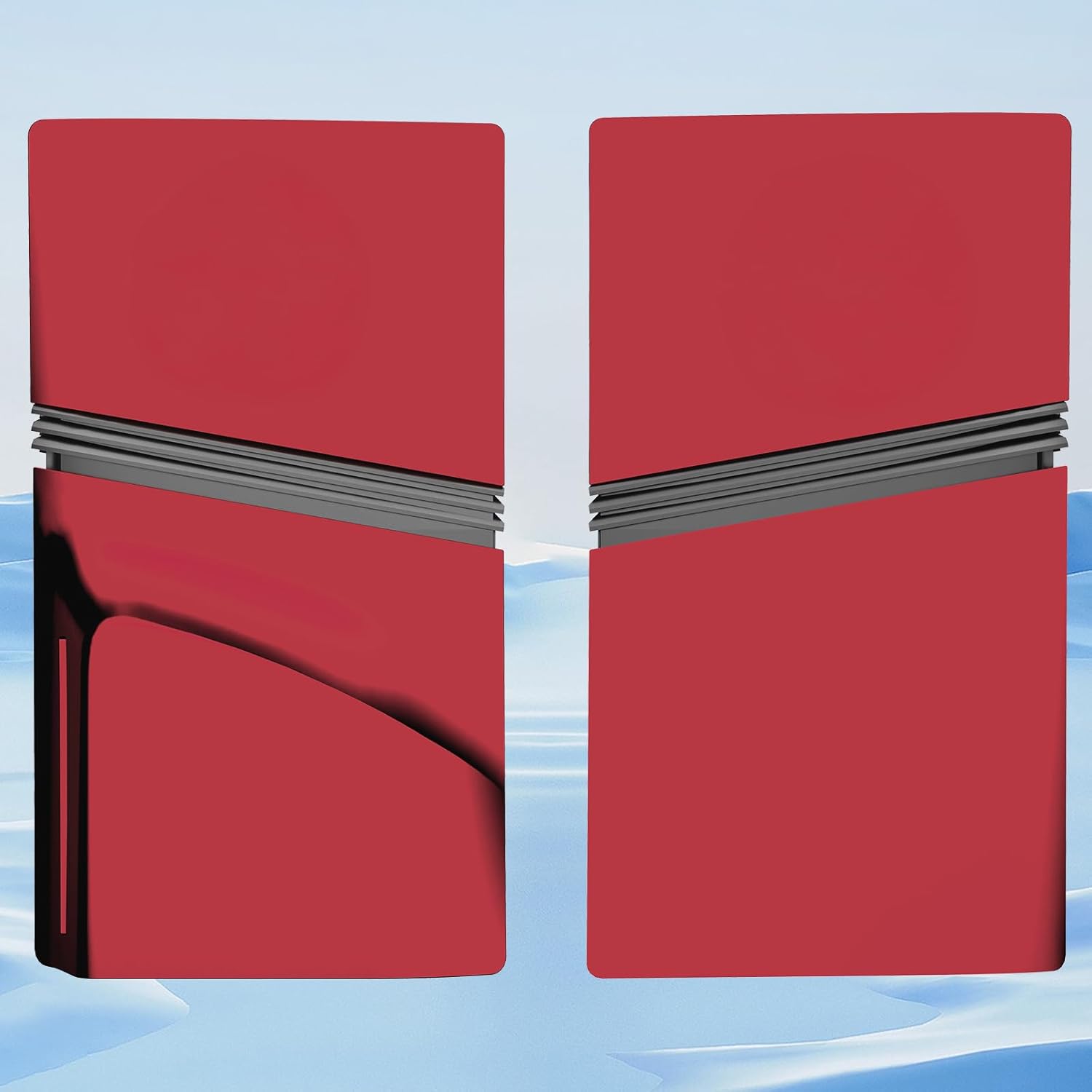 Cover Plates for PS5 Pro Disc Edition, Matte Side Shell FacePlates Accessories Compatible with PlayStation 5 Pro Console ABS Replacement Panels Case (Red) - Image 2