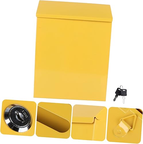 Miniatura 8 de Buzón de metal para montaje en pared exterior, buzón de bloqueo de montaje en pared para inserción de correo, decoración del hogar y caja de