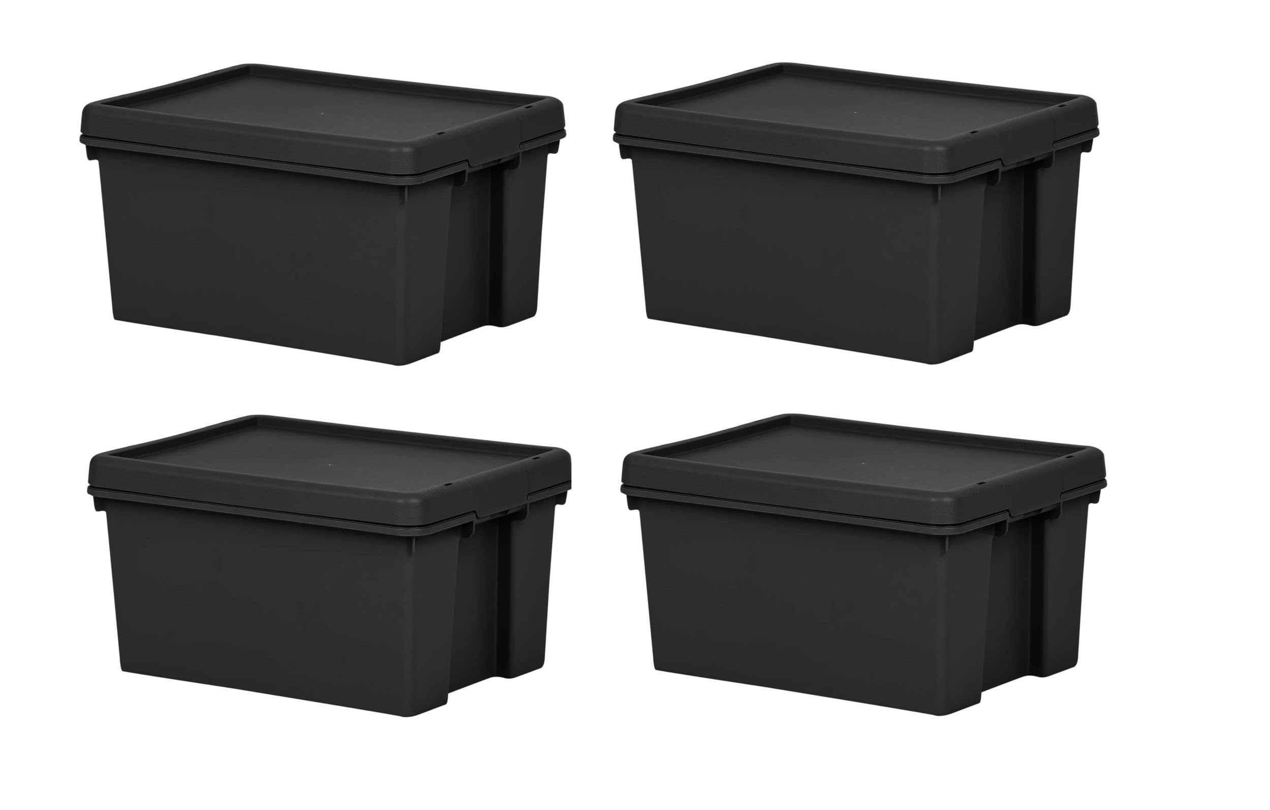 Wham 4 16L Heavy Duty Storage Boxes Plastic 38.5 X 29 X 21.5Cm Black
