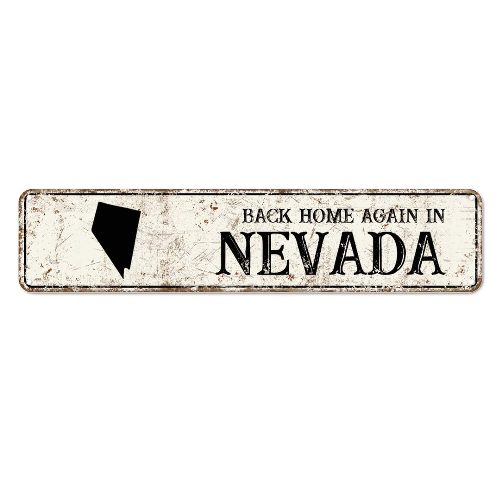 Back Home Again in Nevada Retro Tin Signs Aluminum Metal Sign for Kitchen Home Garden Wall Bar Cafe Decor 4x16 Inch