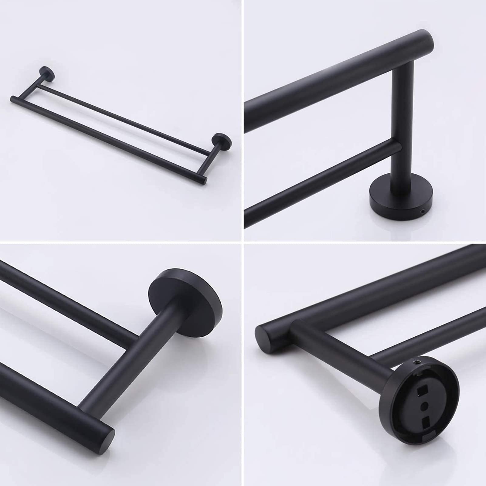 Barra de riel de Toalla Doble multifunción, Soporte de Toalla Negra de Acero Inoxidable SUS304, Percha de Torre montada en la Pared para Hardware y Cocina de baño, 60 cm / 23.6 Pulgadas