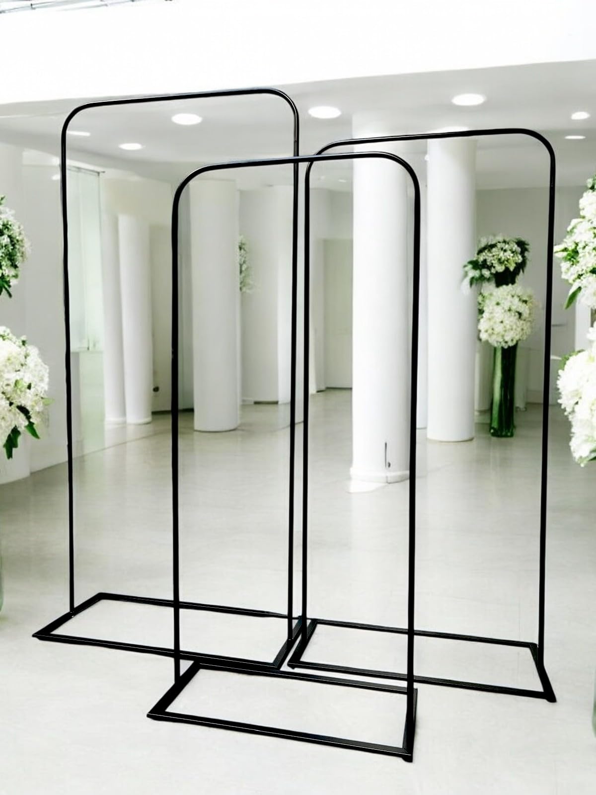 H Homedelight1234 Wedding Arch Metal Frame Stand, Gold/Black, Decorative Backdrop Display for Events and Home, welcome sign frame stand (BLACK, 160CM/63'' HIGH)