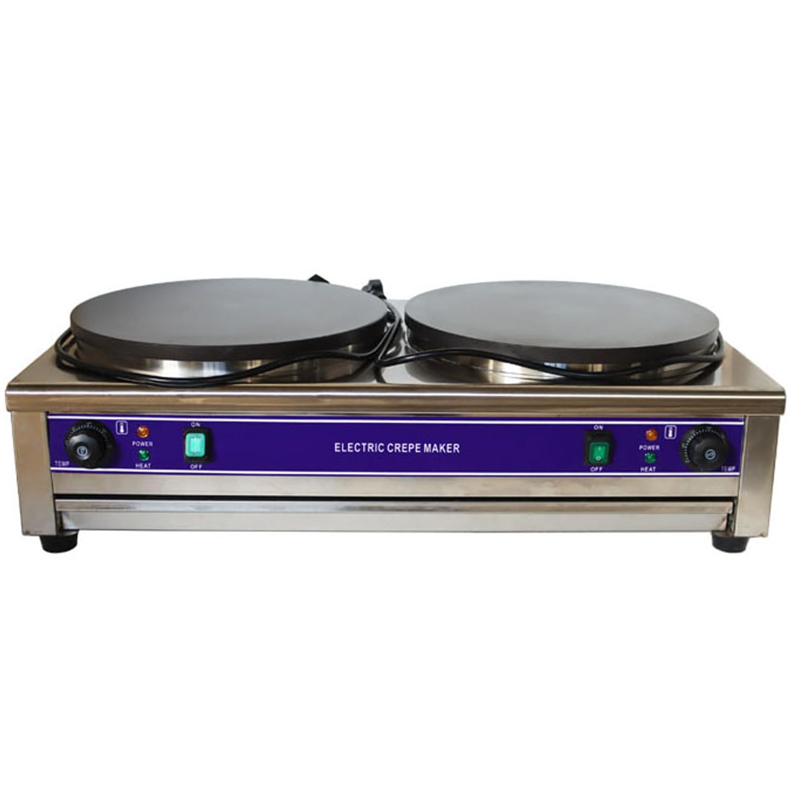 WYDDDARY 220V Double Electric Crepe Maker 3KW×2 Commercial Pancake Maker Nonstick Pan Griddle Machine Pot Size 15.75?×2 for Blintzes Eggs Bacon