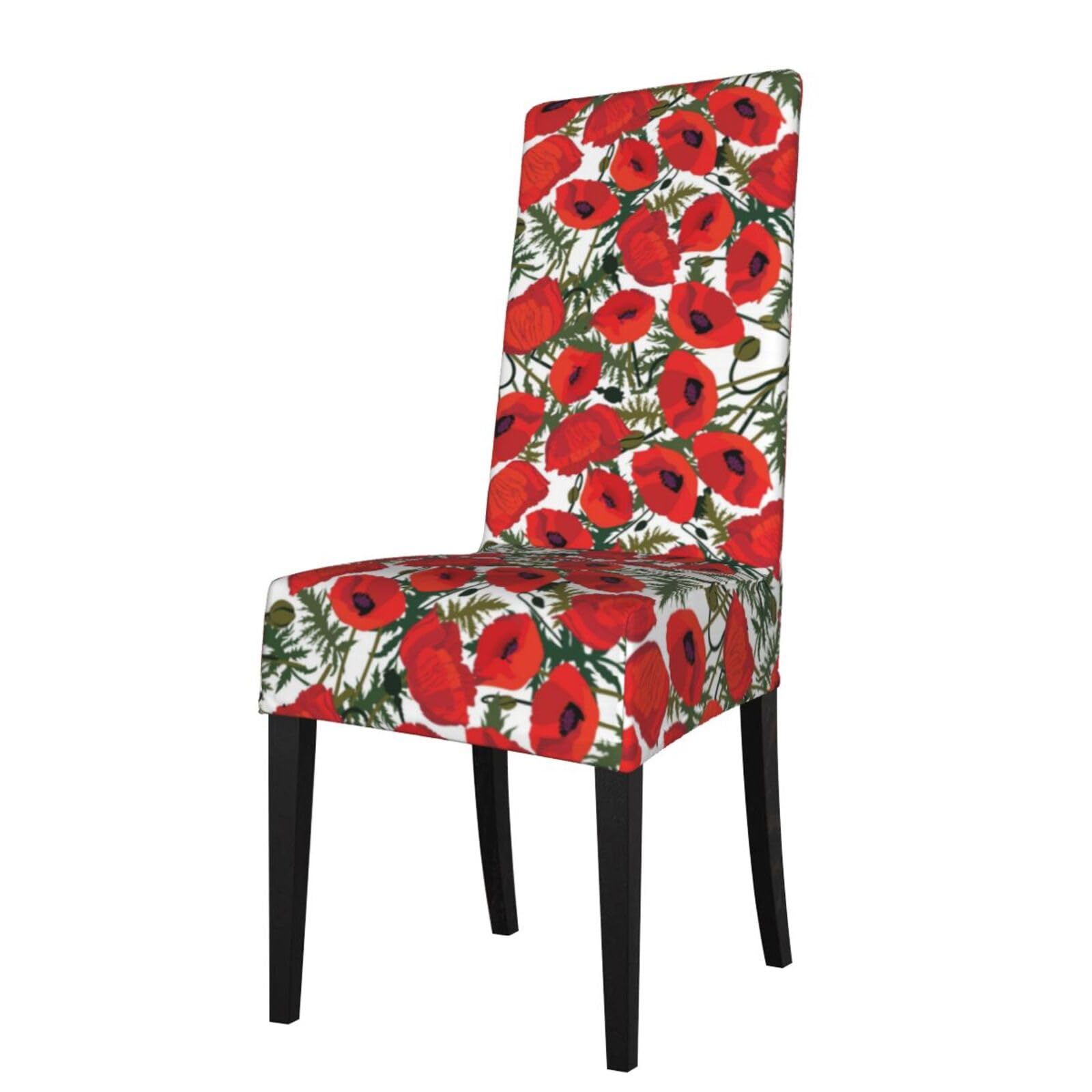 LKYMOH Poppy Flower Pattern Printed, Chair Covers Stretch Chair Slipcovers for Dining Room, for Party Pet Protection Universal Fit Soft Polyester