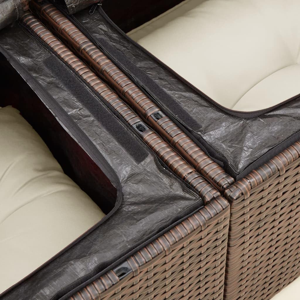 Divano da Giardino 2 Posti in Rattan PE Marrone con Cuscini