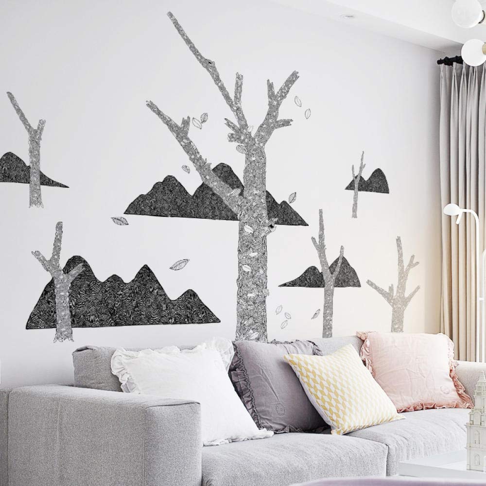 Grandes Pegatinas De Pared De Paisaje En Blanco Y Negro, Sala De Estar, Dormitorio, Decoración De Pared, Sofá, Tv, Fondo, Calcomanías De Pared, Decoración Para Habitación