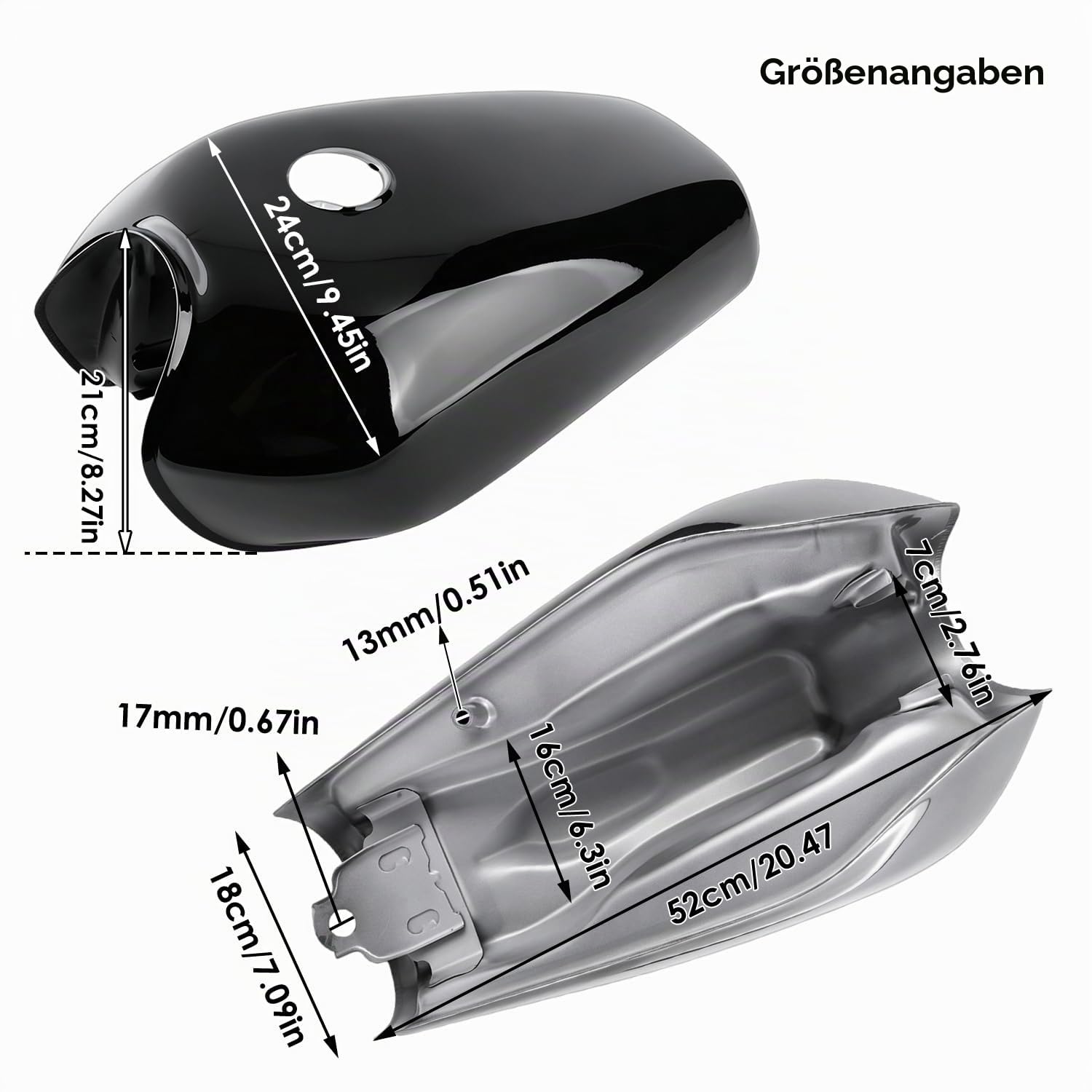 Universal Motorrad Kraftstofftank 9L Kraftstofftank Kapazität Schwarzer Retro Kraftstofftank mit Deckelschalter CG125 Universal Standard Teilung
