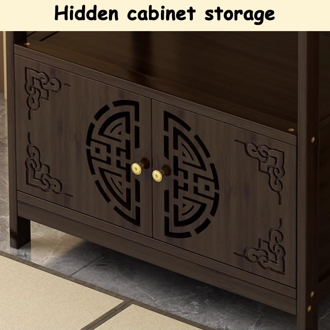 YVYKFZD Chinese Cabinet Personal Shrine Altar Table, Bamboo Altar Cabinet Buddha Niche with Storage, Stand Meditation Table Pedestal Offering Table(50x40x100cm/19.6"x15.7"x39.3")