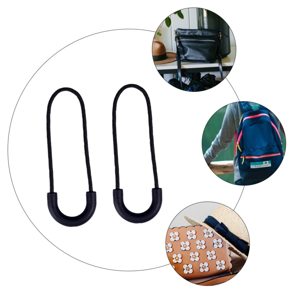 DIYEAH 10juegos Semicirculos De Reemplazo Para De Ropa y Bolsas Para Reparaciones De Mochilas Chaquetas y Equipaje Negro