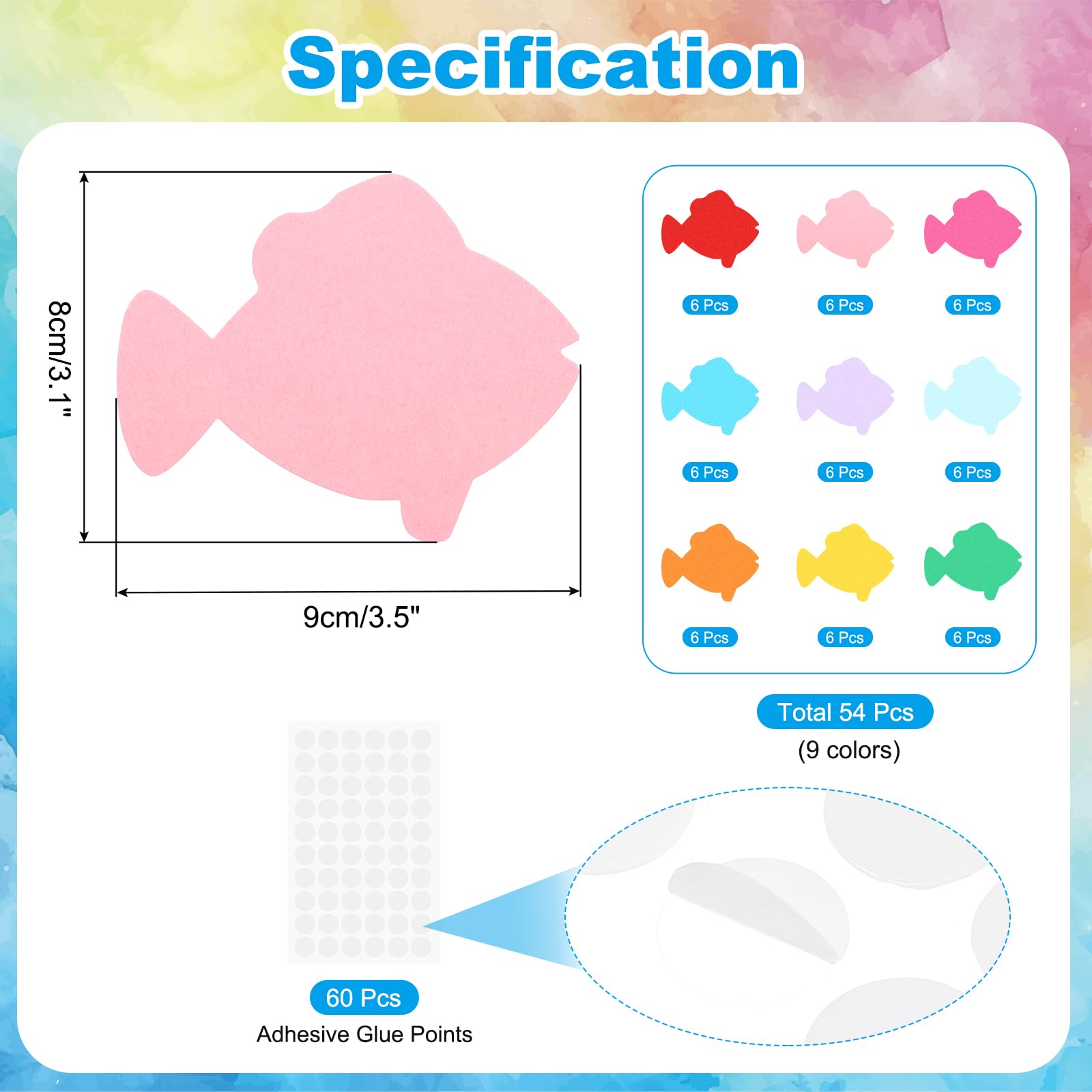 PATIKIL Découpes Papier Poissons Multicolores - 36 Pièces - 15x12 Cm - Pour Bricolage, Déco Classe, Tableau Affichage