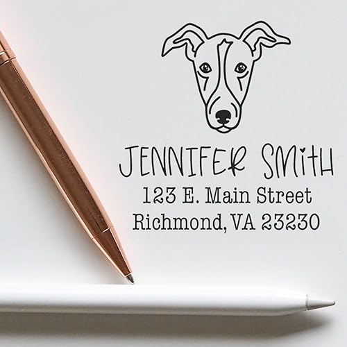 Miniatura 6 de Sello cuadrado autoentintado para nombre y dirección de rostro de perro Chow, sello personalizado de dirección de retorno, disponible en 11 colores