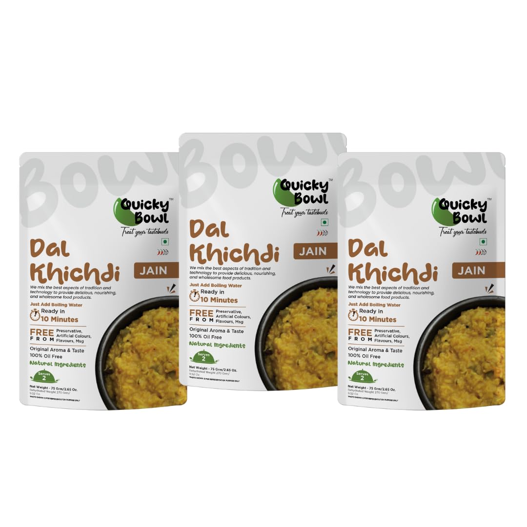 Quicky Bowl Jain Dal Khichdi: The Comforting And Nutritious Indian Dish Thats Ready In Minutes|Ready To Eat|No Onion No Garlic Food|Instant Food|(Pack Of 3) (B0C23MDCVK) Amazon Price History, Amazon Price Tracker