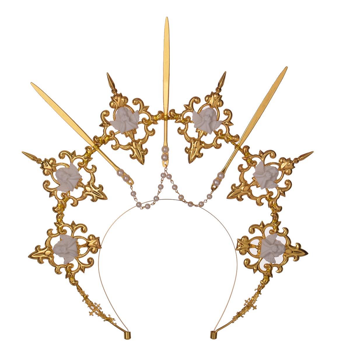 BLESSUME Halo Crown Mary Goddess Headband Women Halloween Costume Headpiece (Gold 9) โ image 1