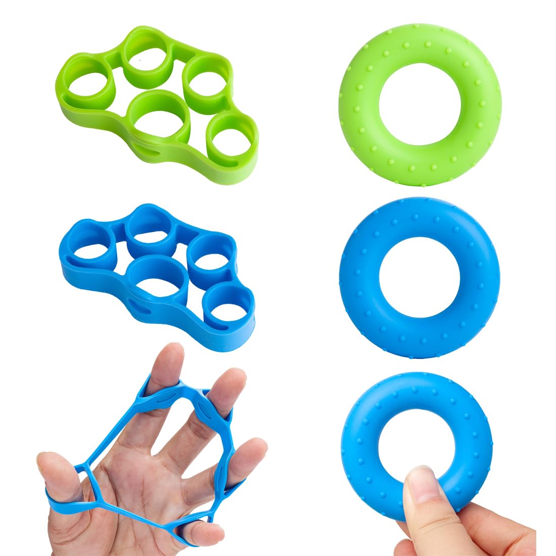 4 Pcs Set Per Allenamento Delle Mani E Delle Dita Forza Presa Trainer Avambraccio Allenatore Mano Dita Estensore Dita Grip Ring Allenamento Mano E Avambraccio