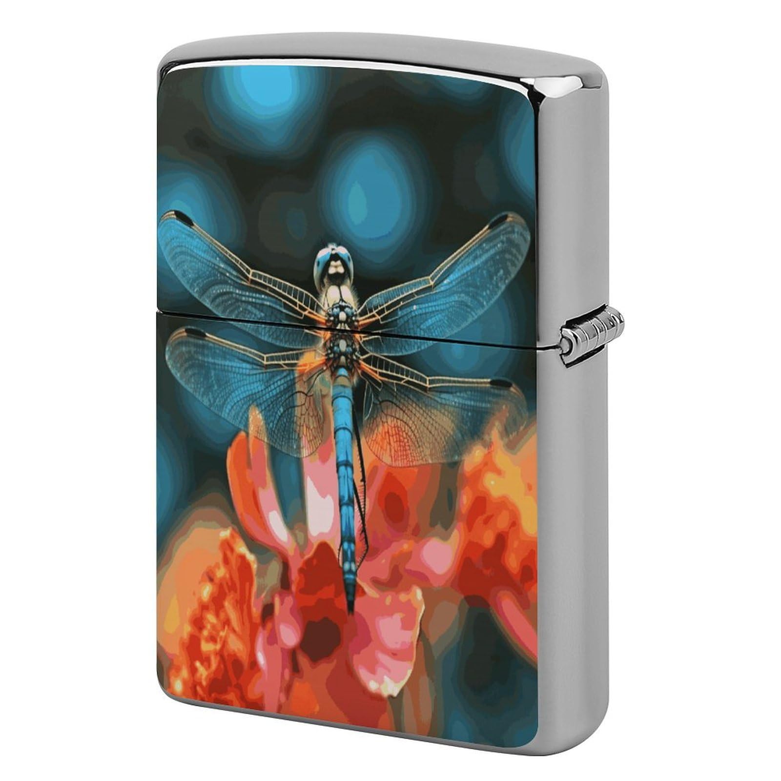 Fodpand Style Dragonfly On The Flower Metal Lighter Case Cover Lighter Sleeve
